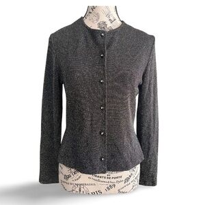 🇨🇦 90s ALGO Glitter Button-Up Cardigan Black Metallic Small